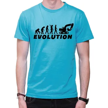 Pánské oblečení Tričko - Evoluce bagr, Barva látky tyrkysová modrá, Střih Pánsky/UNISEX, Velikost M