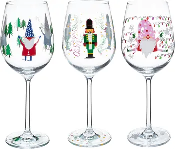 Sklenice Tempo Kondela Tipsy Trio sklenice na víno 450 ml 3 ks zimní motiv