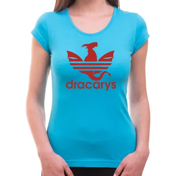 Pánské oblečení Dámske tričko - Dracarys, Barva látky tyrkysová modrá, Střih Dámsky, Velikost XS