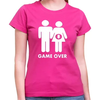 Pánské tričko Tričko GAME OVER - dítě na cestě, Barva látky růžová , Střih Dámsky, Velikost XXXL (Pouze UNISEX / pánský střih)