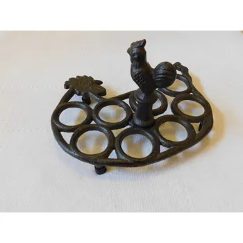 Stojánek na vajíčko KOVOVÝ STOJAN NA VAJÍČKA 8 ks S KOHOUTKEM