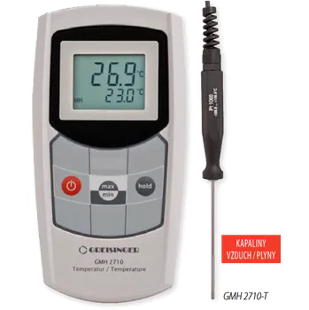 GREISINGER GMH 2710-T Vodotěsný HACCP teploměr s pevně připojeným univerzálním snímačem Pt1000 pro kapaliny, vzduch a plyny