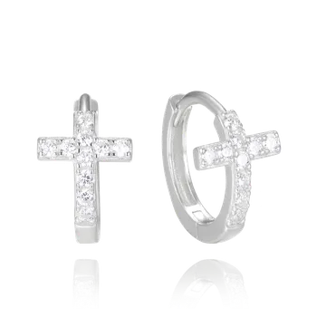 Náušnice Minet Stars Kruhy a kříž stříbro