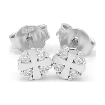 Náušnice Náušnice z bílého zlata, pecky se zirkony na puzetu 1,00g