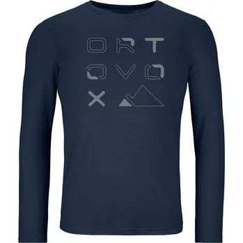Pánské tričko ORTOVOX 185 MERINO BRAND OUTLINE LS M pánské tričko deep ocean L