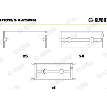 Kliková hřídel Hlavní ložiska klikového hřídele GLYCO H1011/5 0.25mm