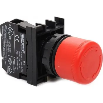 Stykač EMAS Tlačítko B200E30 průměr 30 STOP červená B200E30