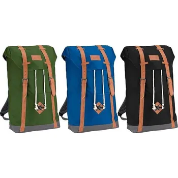 Městský batoh Abbey camp Plátěný batoh ABBEY s koženými popruhy Černý