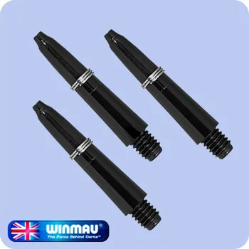 Příslušenství pro šipky Násadky na šipky Winmau Carbon, 27mm, extra krátké, černé