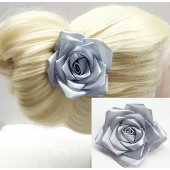 Brož Brož 3v1saténová růže stříbrošedá BR017