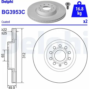 Brzdový kotouč Brzdový kotouč DELPHI BG3953C