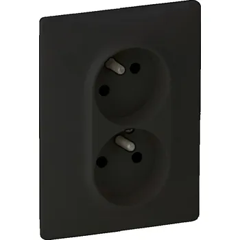 Elektrická zásuvka Dvojzásuvka Valena Life černá natočená, přepěťová ochrana Legrand S756376