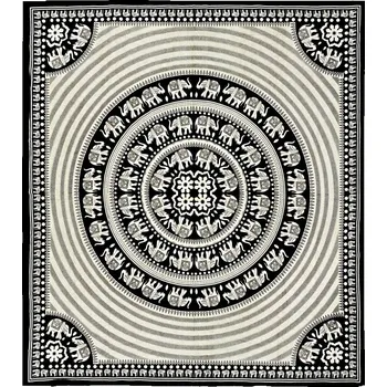 Přehoz na lůžko Přehoz na postel indický Sloni magic černo-béžový 230 x 200 cm