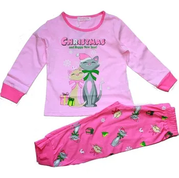 Dívčí pyžamo 2 Kočičky svítící ve tmě 3825 CHRISTMAS růžové SV vel. 98