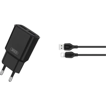 oem Cestovní nabíječka XO L92C 2x USB 2,4A černá + kabel Lightning