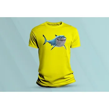 Dětská móda Dětské bavlněné tričko Shark 2. Žlutá velikost 128 (7-8 let)