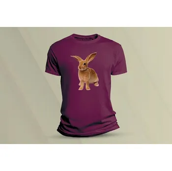 Dětské bavlněné tričko Zajíček. velikost 140 (9-11 let) Vínová