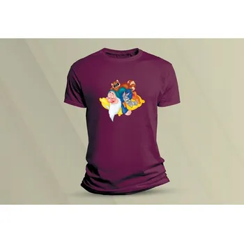 Chlapecké tričko Dětské bavlněné tričko Trpaslík Sleepy. Vínová velikost M