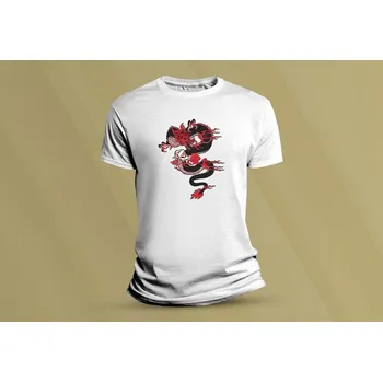 Chlapecké tričko Dětské bavlněné tričko Čínský drak. Bílá velikost 128 (7-8 let)