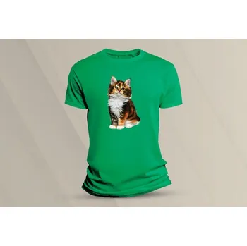 Dětské bavlněné tričko Kočička 4. velikost 128 (7-8 let) Zelená