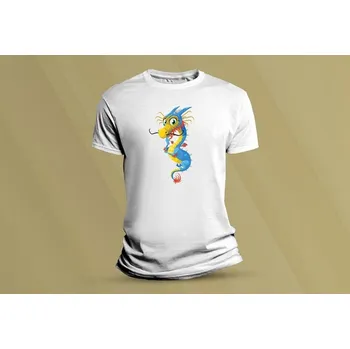 Dětské bavlněné tričko Čínský dráček. Bílá velikost 128 (7-8 let)