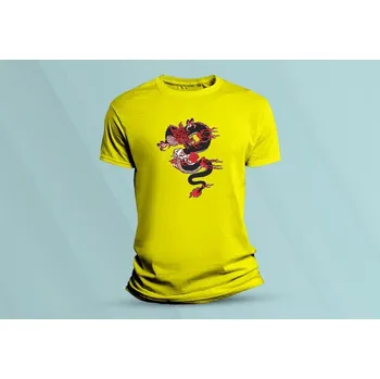 Chlapecké oblečení Dětské bavlněné tričko Čínský drak. Žlutá velikost 152 (12-13 let)