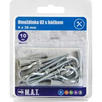 Hmoždinka hmoždinka UZ 6x38mm s háčkem ZB (10ks)