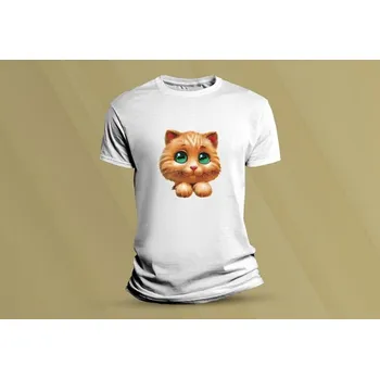 Dětské bavlněné tričko Kočička 7. Bílá velikost 128 (7-8 let)