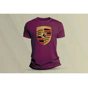 Dětské tričko s potiskem Porsche velikost 152 Vínová