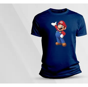 Chlapecké tričko Dětské bavlněné tričko Super Mario 5. velikost 140 Námořnická modrá