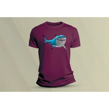 Dětské bavlněné tričko Shark 2. velikost 128 (7-8 let) Vínová