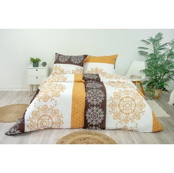 Povlečení Stanex Ložní povlečení bavlněné mandaly hnědé (LS238) rozměr: 90 x 70 cm, Zapínání: Zip