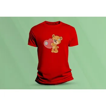 Dětské bavlněné tričko Medvídek Teddy 2. Červená velikost 140 (9-11 let)