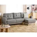 Rohová pohovka šedá látka čalouněná přezkou levostranná rozkládací pohovka vhodná na spaní dřevěné nohy Beliani