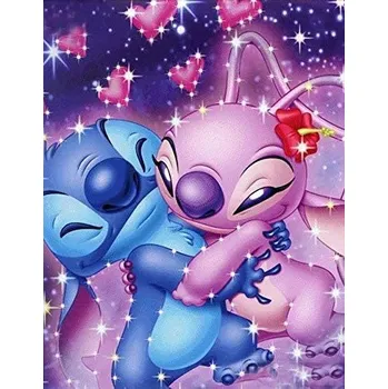 Diamantové malování Lilo & Stitch Diamantové malování - motivy z oblíbené kreslené pohádky "Lilo a Stitch"- hranaté diamanty I Rozměry: 20x25 cm, Varianta: A