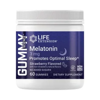 Zdraví Life Extension Gummy Science™ Melatonin Doplněk stravy pro podporu spánku 60 ks, Jahoda, gummies, 3 mg, EXP. 02/2024