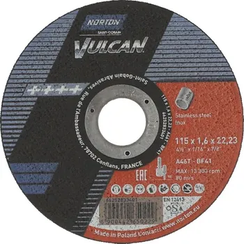 Řezný kotouč NORTON-CLIPPER Ultra tenké řezání Kotouč pro inox 115x1.6x22.23mm pro Úhlová bruska Norton VULCAN