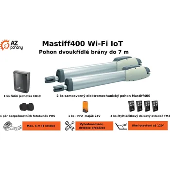 Pohon brány Mastiff400 Wi-Fi IoT - pohon dvoukřídlé brány do 7 m - Mastiff400 Wi-Fi IoT - pohon dvoukřídlé brány do 8 m