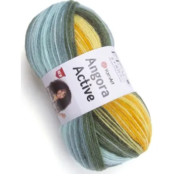 Příze YarnArt Příze Yarn Art Angora active 857 zelenošedo-žlutá