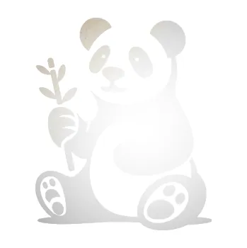 Samolepící dekorace SAMOLEPKA Panda 011 levá s bambusovou větvičkou (82 - odrazková reflexní bílá) NA AUTO, NÁLEPKA, FÓLIE, POLEP, TUNING, VLASTNÍ TEXT, TISK, AUTOSAMOLEPKY.cz, POLEPY, OBRÁZEK, LOGO, SAMOLEPKY