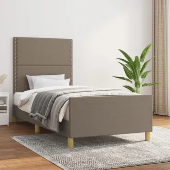 Postel vidaXL Rám postele s čelem 90x200 cm textil [3124948] Barva: taupe