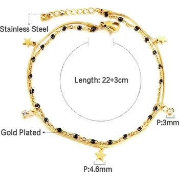 Náramek Náramek na kotník s luxusním přívěskem z nerezové oceli - 128G