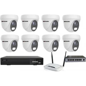 Kompletní kamerový systém 5MPx COLORVU kamerový IP POE set - 8x NC960+, POE switch 8 + 1, NVR | ZONEWAY 8-NC960+3016