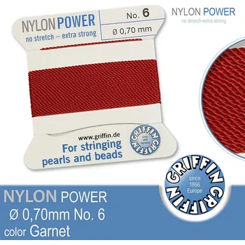 Nit NYLON Power velmi pevná nit GRIFFIN síla nitě 0,70mm barva Garnet