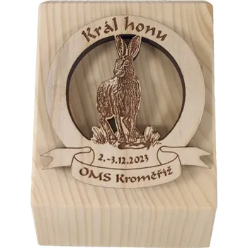 Dřevěná plaketa Král honu nebo naháňky zajíc