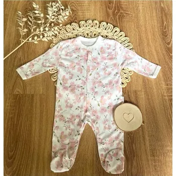 Dětský overall Kojenecký bavlněný overal Mamatti, Květy višní - smetanovo/pudrový 62 (3-6m)