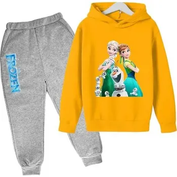 Frozen (Ledové království) Dětská tepláková souprava - Elsa a Anna (šedé tepláky) Barva: Žlutá, Velikost: 150/11-12 let