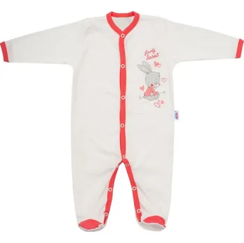 Kojenecký overall Overal kojenecký bavlna - LOVELY RABBIT bílo-růžový - vel.68