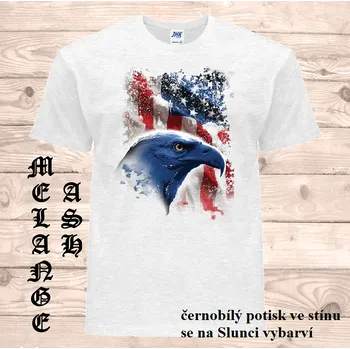 Pánské tričko panske-bavlnene-tricko-uv-potisk-orel-USA Barva: Ash melange - popelová směs, velikost: 5XL
