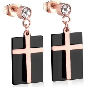 Náušnice Unisex náušnice s křížem z chirurgické oceli - 156R